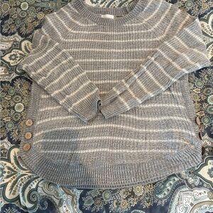 Striped Gray Women's Crew Neck Sweater